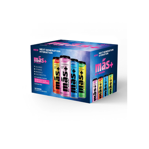 MAS+ Assorted By Messi Can (Orange D'Or, Miami Punch, Berry Copa Crush, Lemon Lime League) 355 ML