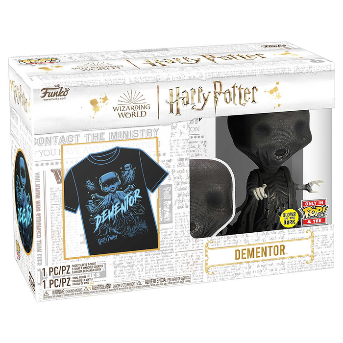 Funko Pop! & Tee (Adult) Harry Potter-Dementor (Glows in the dark) Vinyl Figure & T-Shirt (L)